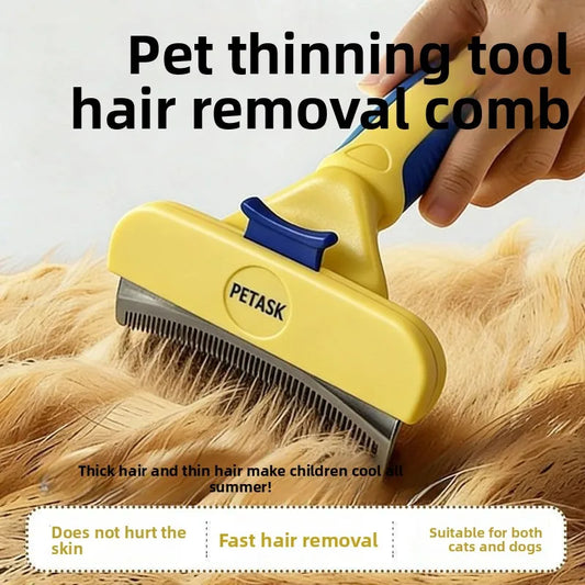 Curved Pet Grooming Comb, Deshedding & Dematting Brush for Cat Dog, Removes Loose Hair Undercoat, Pet Cleaning Tool