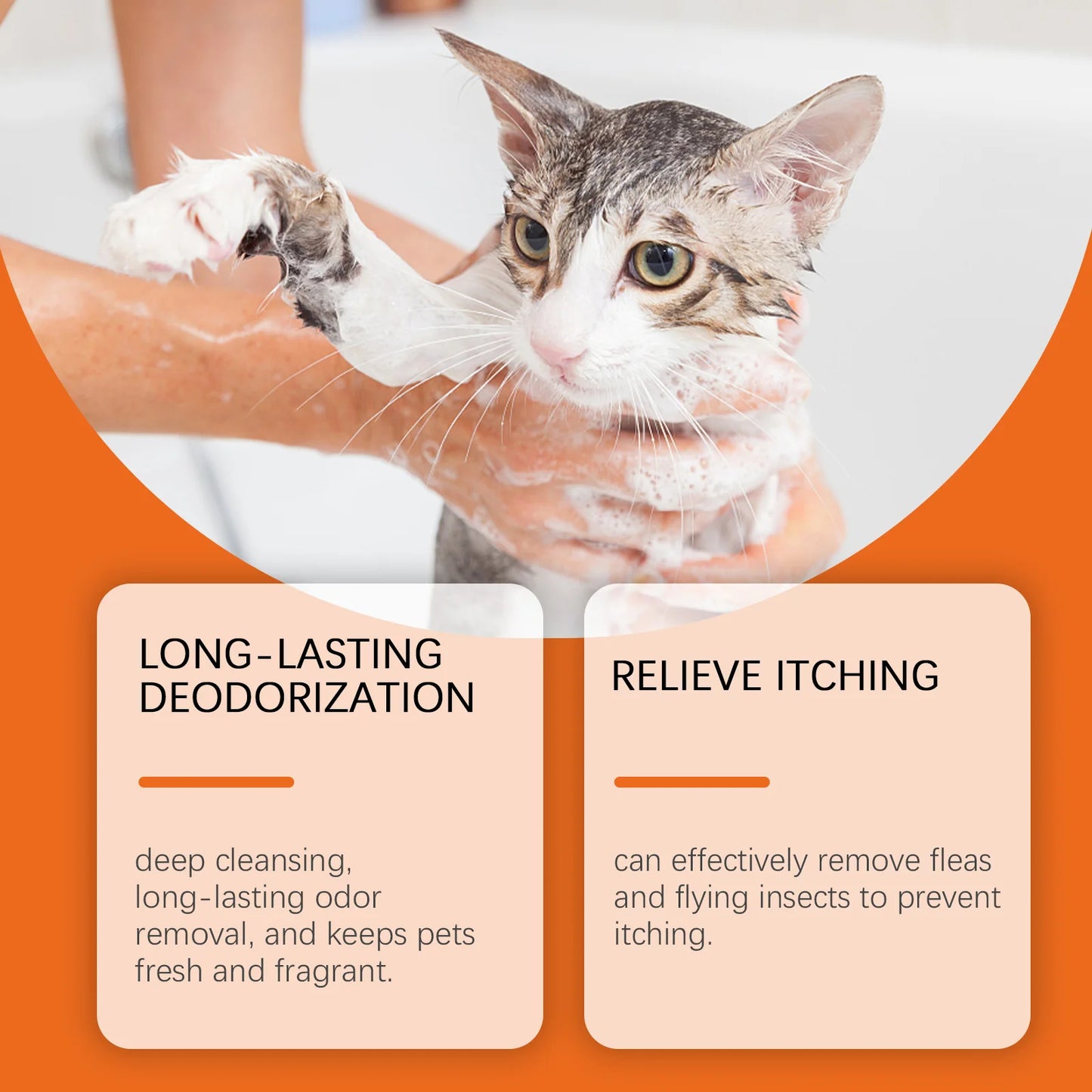 Pet Long-Lasting Odor Removal Shampoo Cleans Pet Hair Odor Fluffy Removes Fleas Flying Insects Prevent Itching Softening Shampoo