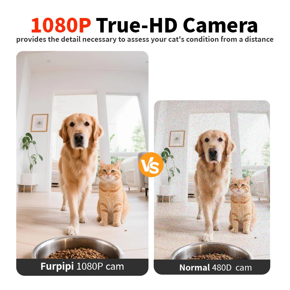 Automatic Cat Feeder Food Dispenser With 1080 FHD WIFI Camera Recorder 8L Smart
