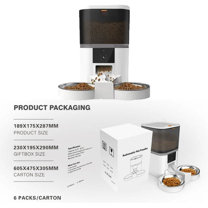 Automatic Cat Feeder Food Dispenser With 1080 FHD WIFI Camera Recorder 8L Smart