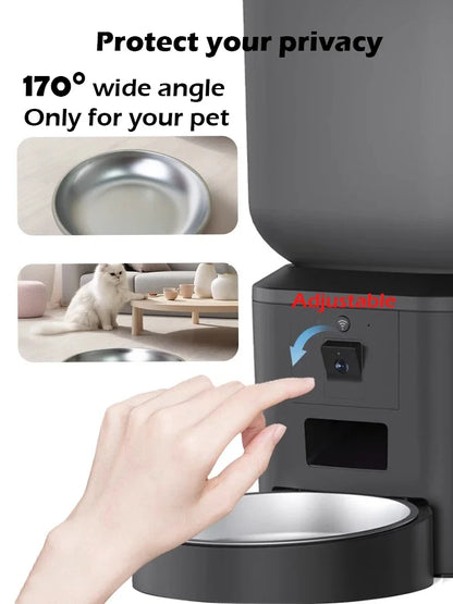 Automatic Cat Feeder Food Dispenser With 1080 FHD WIFI Camera Recorder 8L Smart
