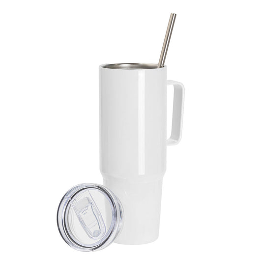 PYD Life 40oz Travel Mug Double Wall Stainless Steel Sublimation Blank Tumbler Custom Cup with Metal Handle
